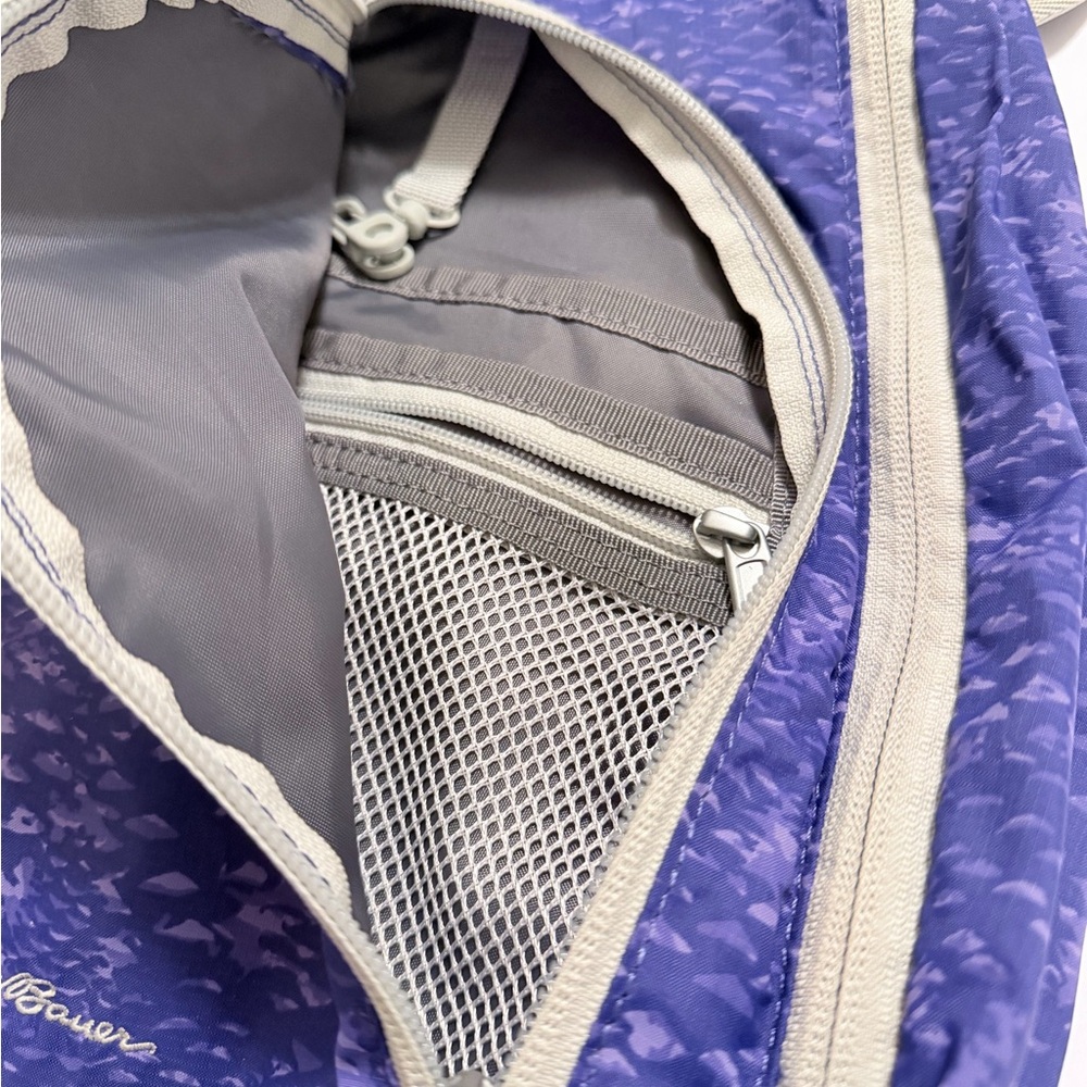 Eddie Bauer Purple Sling Backpack with Cream Trim - Picture 7 of 8